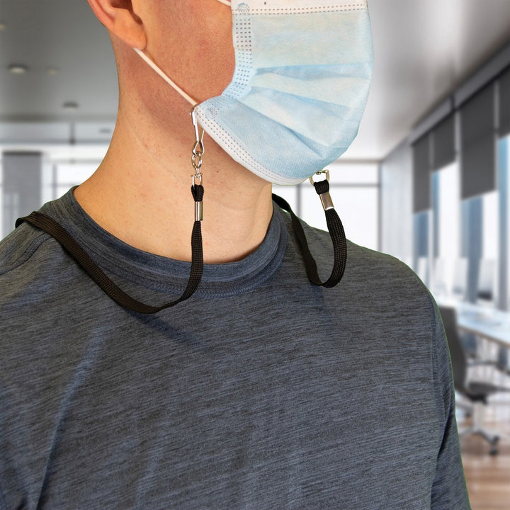 Image of Advantus Lanyard,Breakaway,w/J-hook Clips,f/Face Masks,30"L,10/PK,BK