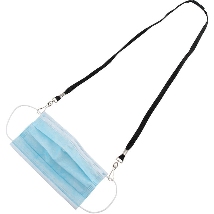 Image of Advantus 76113 Face Mask Lanyard, Adjustable, J-Hook Attachment, 30" Length, Black, 10 / Pack