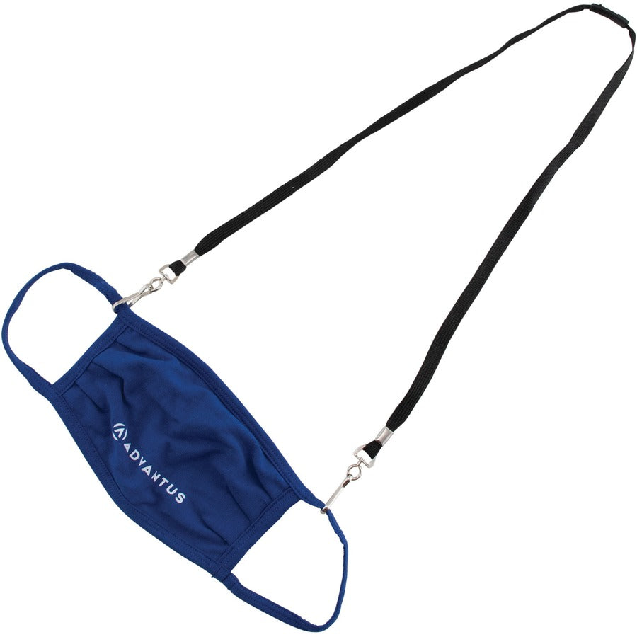 Image of Advantus 76113 Face Mask Lanyard, Adjustable, J-Hook Attachment, 30" Length, Black, 10 / Pack
