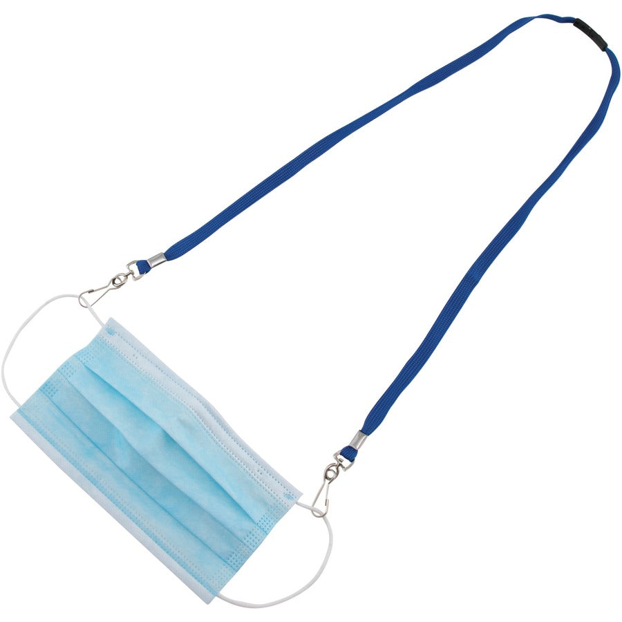 Image of Advantus 76114 Face Mask Lanyard, Adjustable, J-Hook Attachment, 30" Length, Blue, 10 / Pack