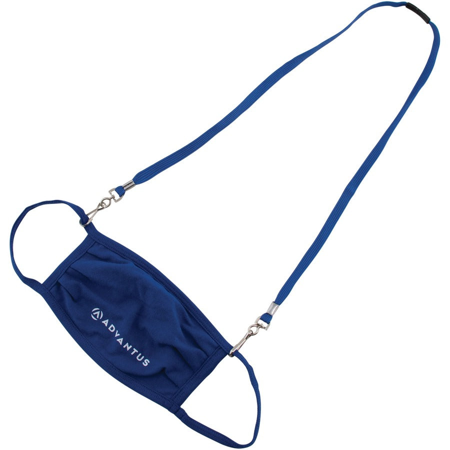 Image of Advantus 76114 Face Mask Lanyard, Adjustable, J-Hook Attachment, 30" Length, Blue, 10 / Pack
