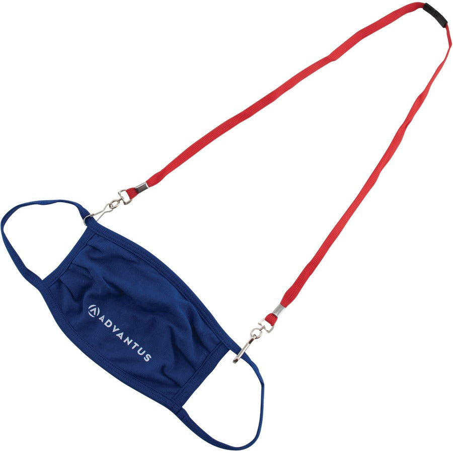 Image of Advantus 76115 Face Mask Lanyard, Adjustable, J-Hook Attachment, 30" Length, Red, 10 / Pack