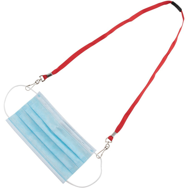 Image of Advantus 76115 Face Mask Lanyard, Adjustable, J-Hook Attachment, 30" Length, Red, 10 / Pack