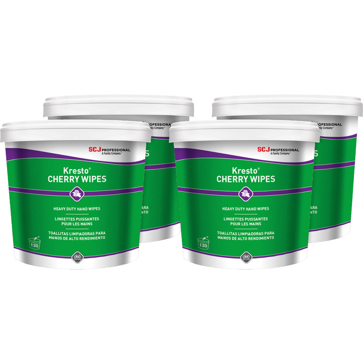 Image of S.C. Johnson Hand Wipes, Cherry, 10"x12", 130Wipes/Bucket, 4BKT/CT,WE/RD