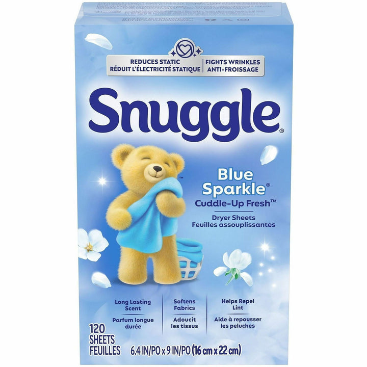 Image of Snuggle 45115 Dryer Sheets, Blue Sparkle Scent, Freshen, Soft, Long Lasting, White, 1 Each