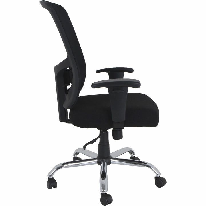 Image of Lorell 62625 Big & Tall Mesh High-Back Task Chair, Fabric Seat Material, Mid Back, 5-star Base, Black, 1 Each
