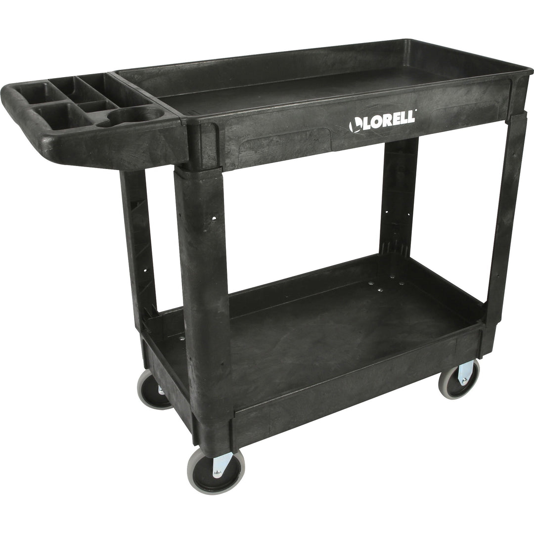 Image of Lorell Utility Cart,w/Built-in Bin,550 lb Cap,37-1/2"x17"x39",BK