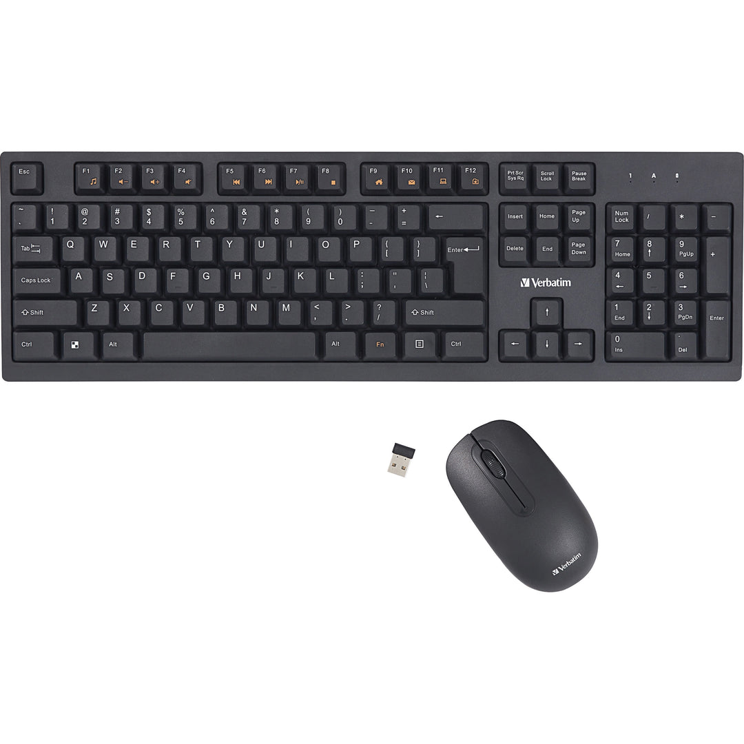 Image of Verbatim® Keyboard/Mouse, Wireless, w/Nano Receiver, Hot Keys, BK