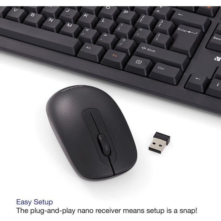 Image of Verbatim® Keyboard/Mouse, Wireless, w/Nano Receiver, Hot Keys, BK