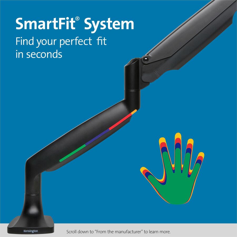 Image of Kensington® Monitor Arm,Single,Fully Articulating,6-7/10"-19-9/10"H,BK
