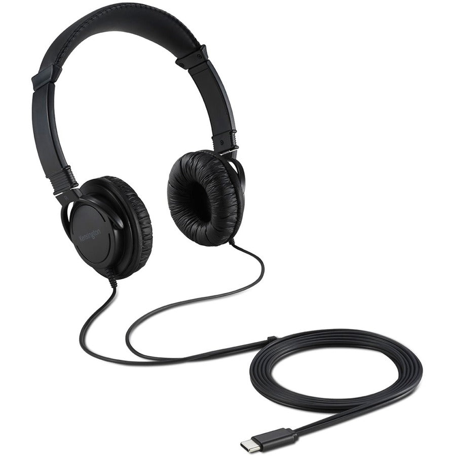 Image of Kensington® Headphone,Noise-Canceling,Hi-Fi,w/6' Cord,USB-C,BK