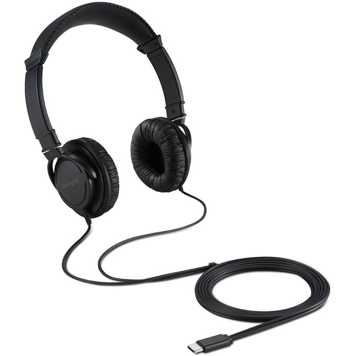 Image of Kensington® Headphone,Noise-Canceling,Hi-Fi,w/6' Cord,USB-C,BK