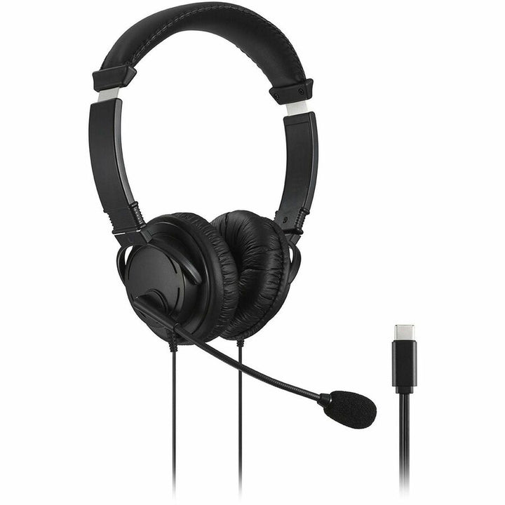 Image of Kensington® Headphone,Noise-Canceling,Hi-Fi,w/Mic/6' Cord,USB-C,BK