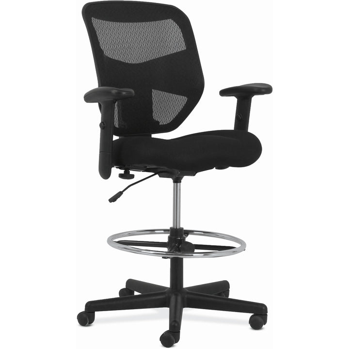 Image of HON® Prominent High-Back Task Stool, Supports Up To 250 Lb, 21" To 28.1" Seat Height, Black