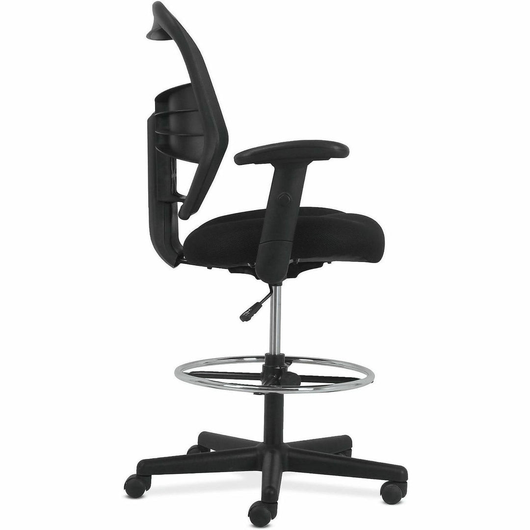 Image of HON® Prominent High-Back Task Stool, Supports Up To 250 Lb, 21" To 28.1" Seat Height, Black