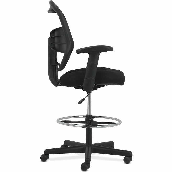 Image of HON® Prominent High-Back Task Stool, Supports Up To 250 Lb, 21" To 28.1" Seat Height, Black