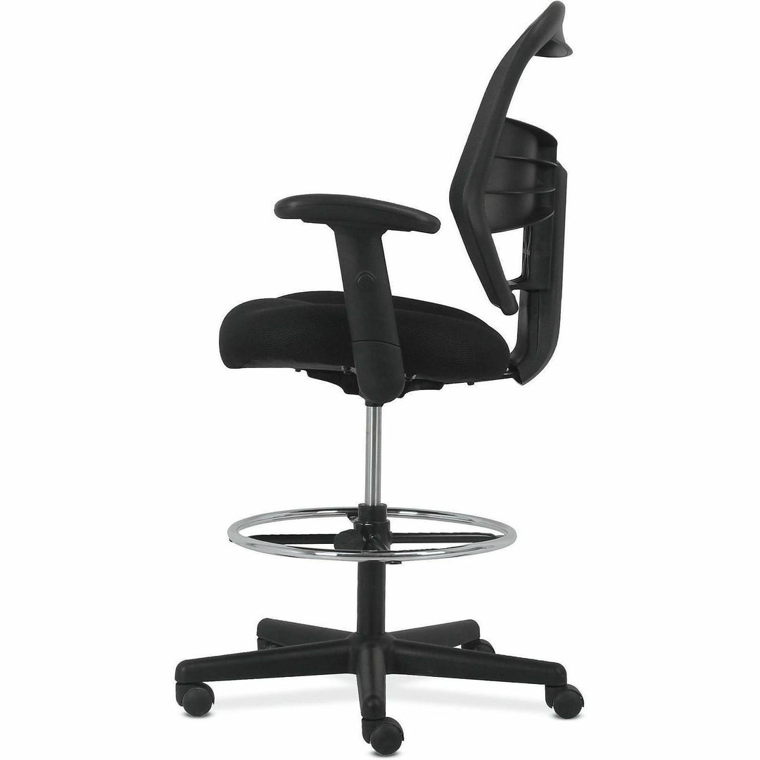 Image of HON® Prominent High-Back Task Stool, Supports Up To 250 Lb, 21" To 28.1" Seat Height, Black