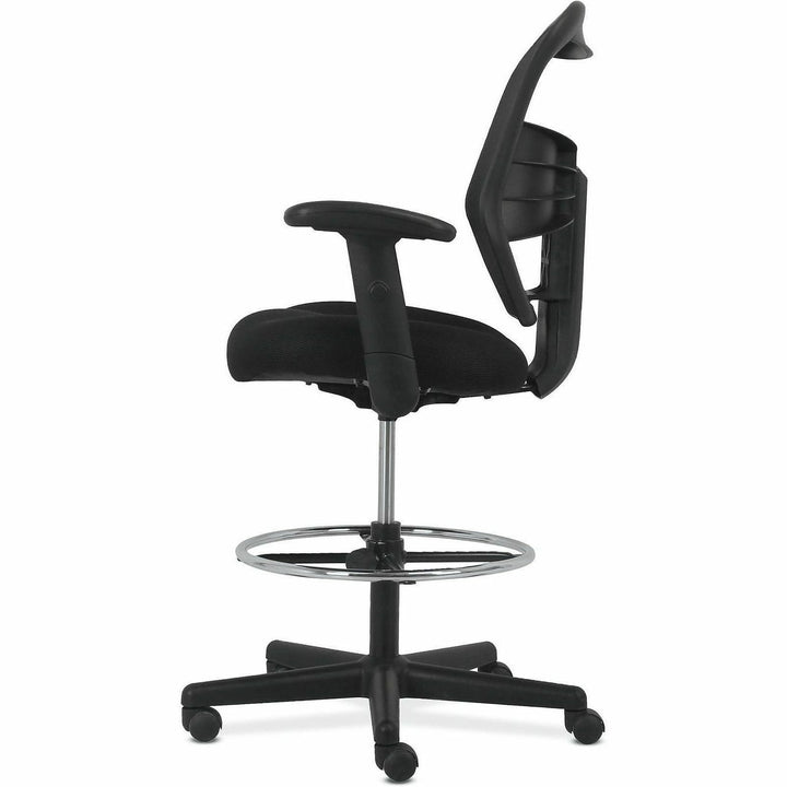 Image of HON® Prominent High-Back Task Stool, Supports Up To 250 Lb, 21" To 28.1" Seat Height, Black