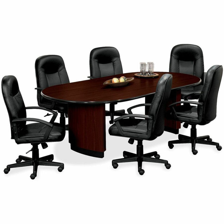 Image of HON® Hvl601 Series Executive High-Back Leather Chair, Supports Up To 250 Lb, 17.44" To 20.94" Seat Height, Black