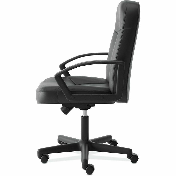 Image of HON® Hvl601 Series Executive High-Back Leather Chair, Supports Up To 250 Lb, 17.44" To 20.94" Seat Height, Black