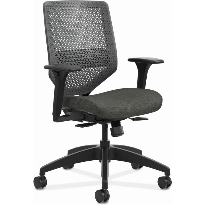 Image of HON® Solve Series Reactiv Back Task Chair, Supports Up To 300 Lb, 18" To 23" Seat Height, Ink Seat, Charcoal Back, Black Base