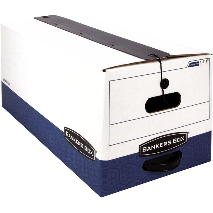 Image of Bankers Box® Liberty Plus Heavy-Duty Strength Storage Boxes, Legal Files, 15.25" X 24.13" X 10.75", White/blue, 12/carton