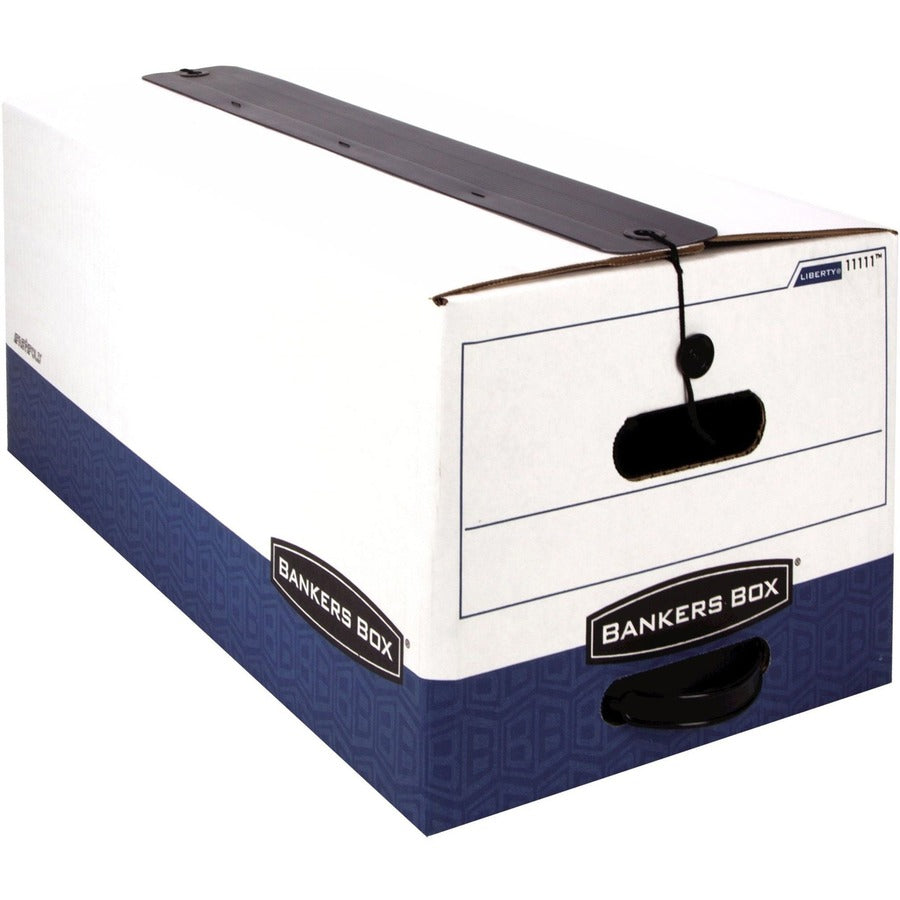 Image of Bankers Box® Liberty Plus Heavy-Duty Strength Storage Boxes, Legal Files, 15.25" X 24.13" X 10.75", White/blue, 12/carton