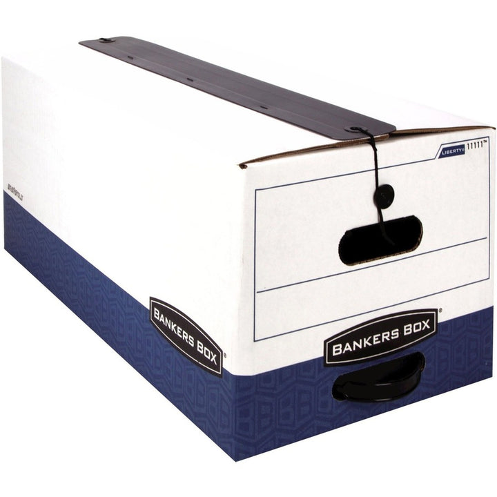 Image of Bankers Box® Liberty Plus Heavy-Duty Strength Storage Boxes, Legal Files, 15.25" X 24.13" X 10.75", White/blue, 12/carton