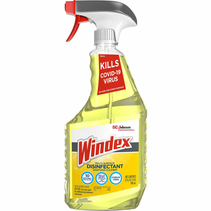 Image of Windex® 322369 Multisurface Disinfectant Spray, 32 fl oz (1 quart), Disinfectant, Streak-free, Yellow, 1 Each
