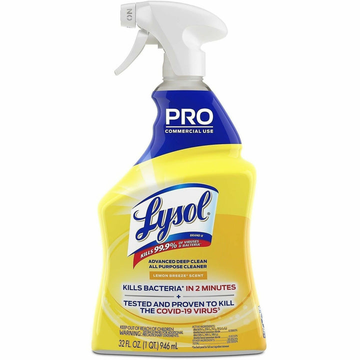 Image of Professional Lysol 00351 Advanced Deep Cleaner, 32 fl oz (1 quart), 32 oz (2 lb), Lemon Breeze Scent, Disinfectant, Clear Spray Bottle, 1 Each