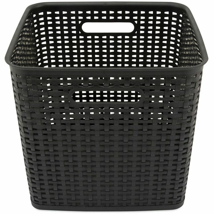 Image of Advantus Plastic Weave Bin, Extra Large, 12.5" X 12.5" X 11.13", Black, 2/pack