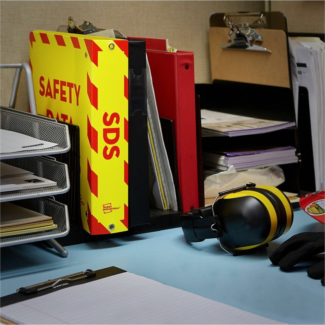 Image of Avery® UltraDuty Safety Data Sheet Binder Bundle, 3 Rings, 3" Capacity, 11 x 8.5, Yellow/Red