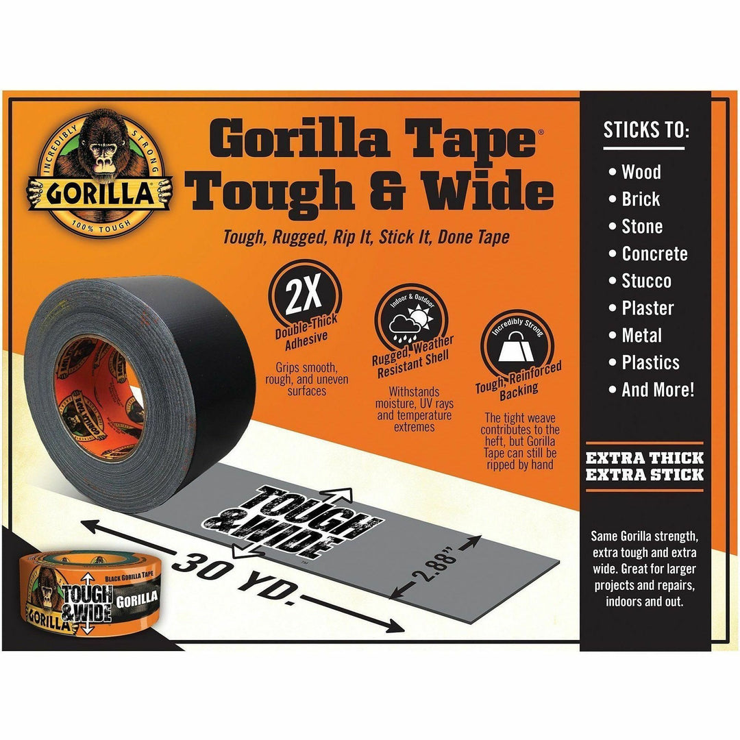 Image of Gorilla® Gorilla Tape, 3" Core, 2.88" x 25 yds, Black