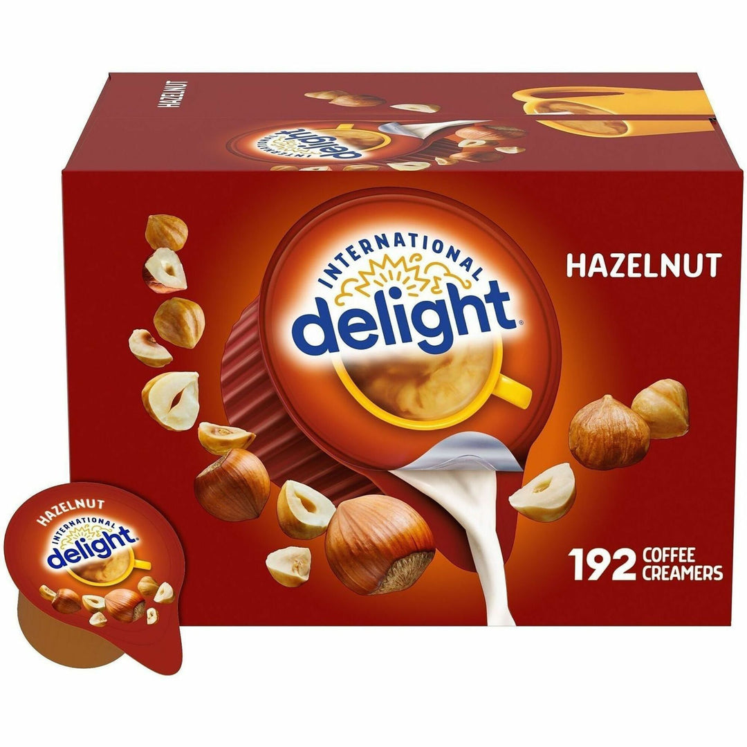 Image of International Delight 101522 Hazelnut Liquid Creamer Singles, Hazelnut Flavor, 0.50 fl oz (15 mL), 192 / Carton