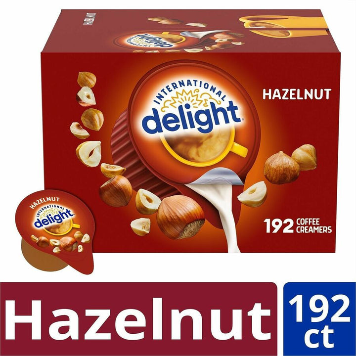 Image of International Delight 101522 Hazelnut Liquid Creamer Singles, Hazelnut Flavor, 0.50 fl oz (15 mL), 192 / Carton