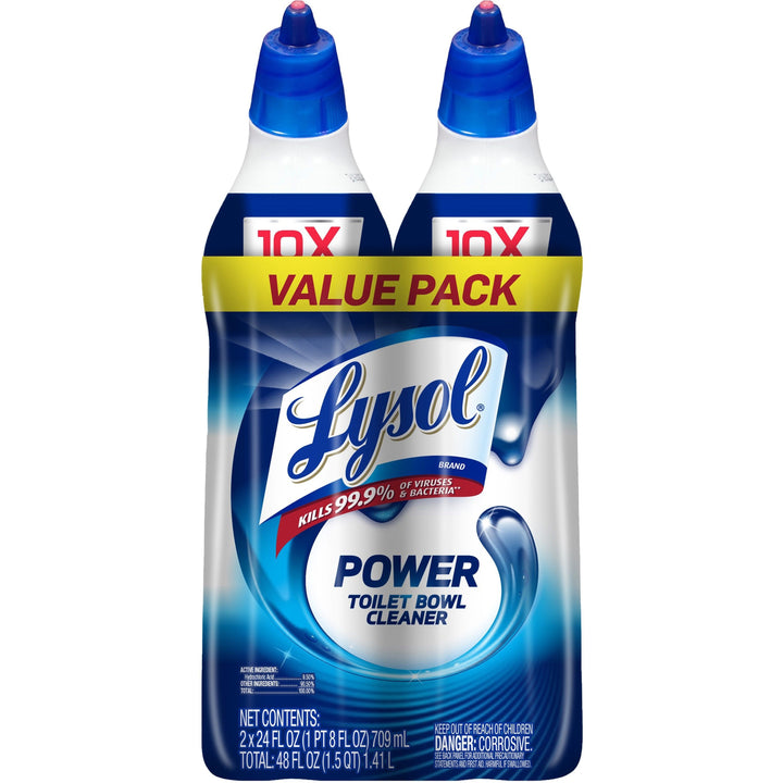 Image of Lysol 98016 Toilet Bowl Cleaner, 24 oz (1.50 lb), Atlantic Fresh Scent, Disinfectant, Blue Bottle, 2 / Pack