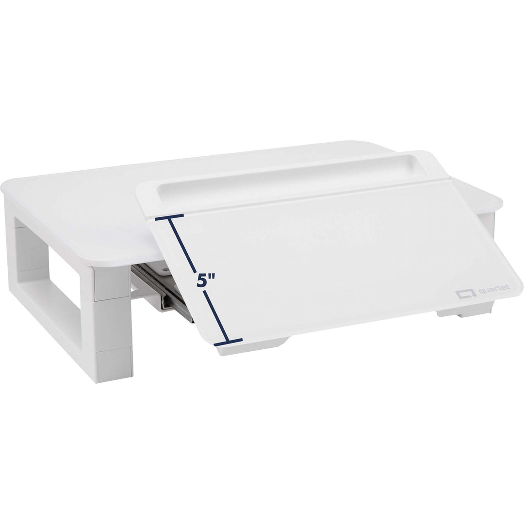 Image of Quartet® Adjustable Height Desktop Glass Monitor Riser With Dry-Erase Board, 14 X 10.25 X 2.5 To 5.25, White, Supports 100 Lb