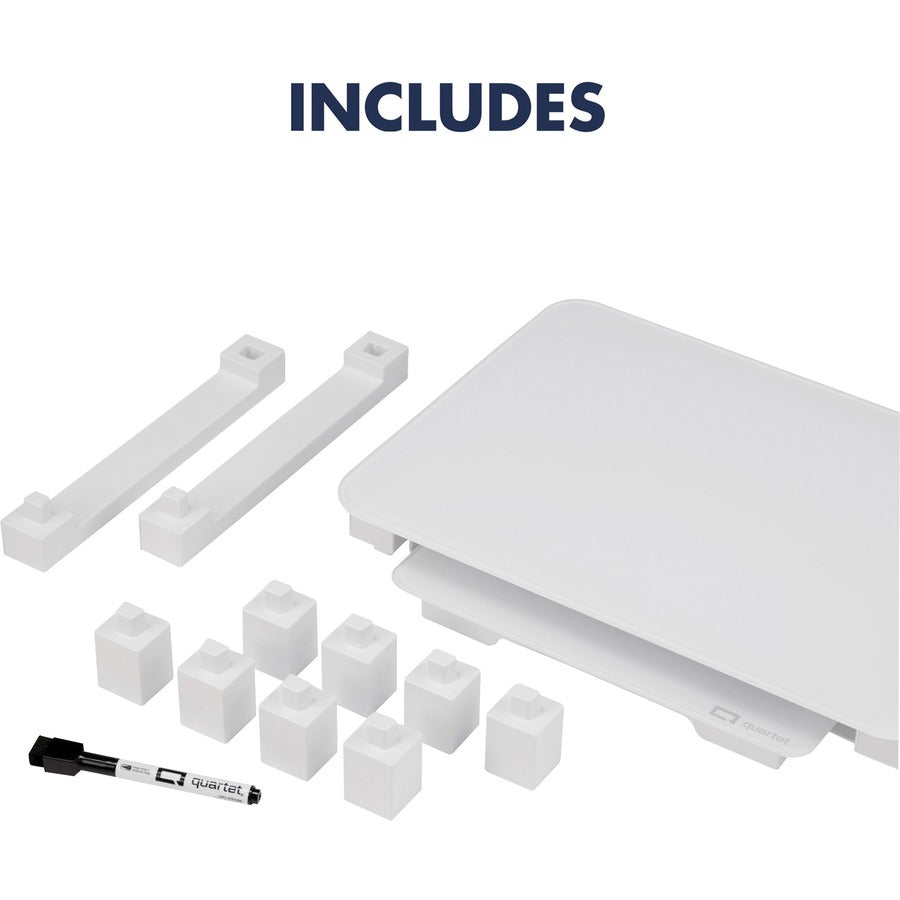 Image of Quartet® Adjustable Height Desktop Glass Monitor Riser With Dry-Erase Board, 14 X 10.25 X 2.5 To 5.25, White, Supports 100 Lb