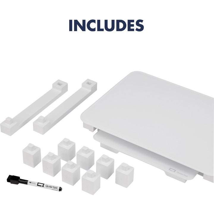 Image of Quartet® Adjustable Height Desktop Glass Monitor Riser With Dry-Erase Board, 14 X 10.25 X 2.5 To 5.25, White, Supports 100 Lb