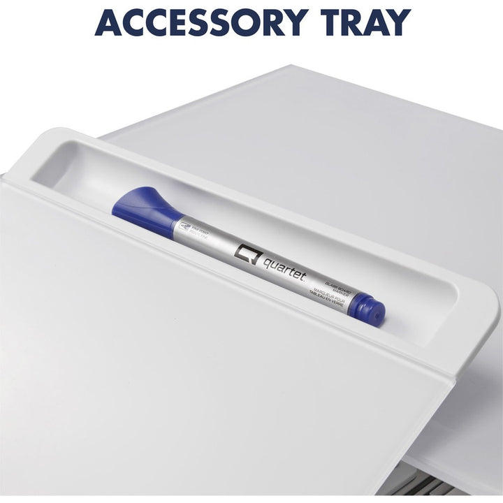 Image of Quartet® Adjustable Height Desktop Glass Monitor Riser With Dry-Erase Board, 14 X 10.25 X 2.5 To 5.25, White, Supports 100 Lb