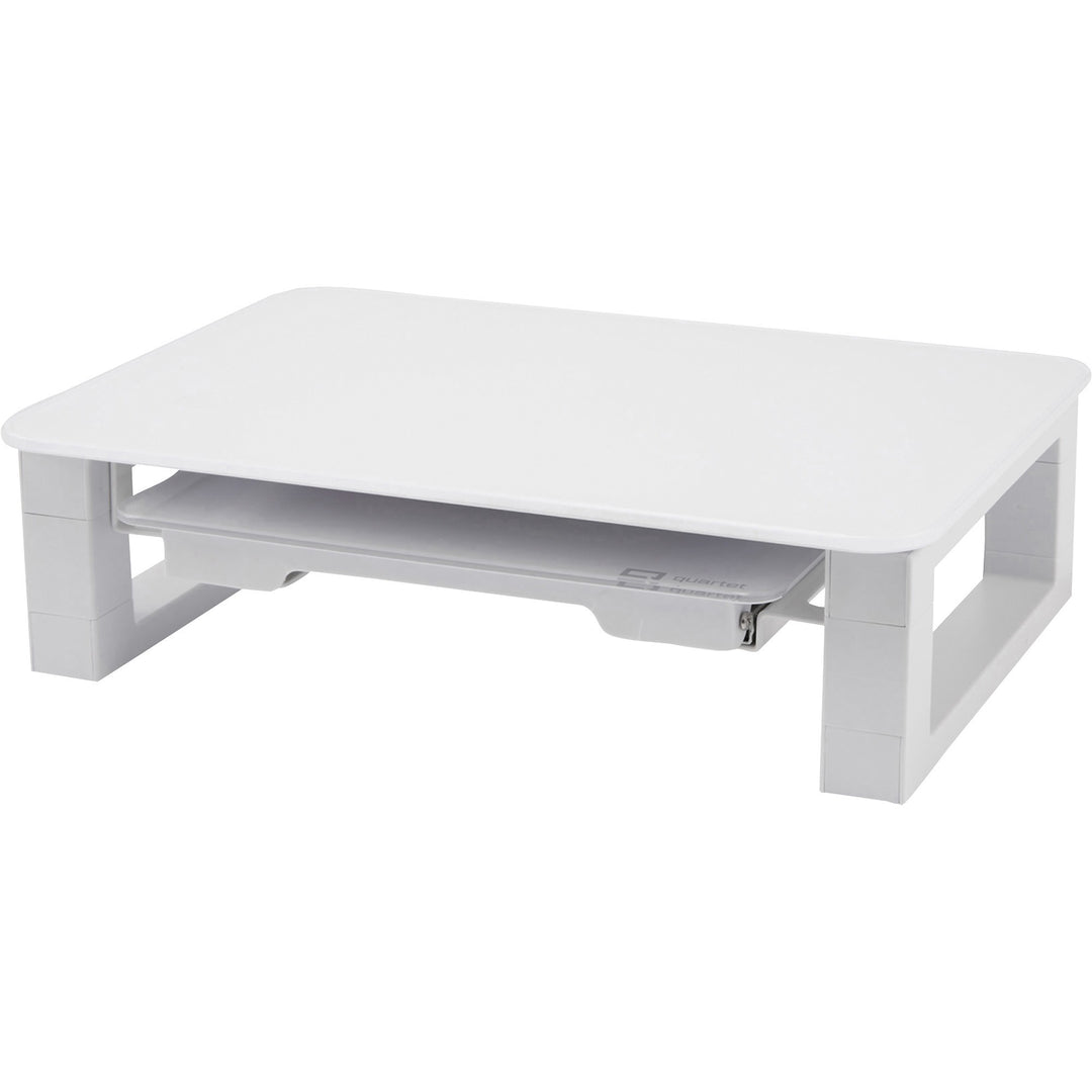 Image of Quartet® Adjustable Height Desktop Glass Monitor Riser With Dry-Erase Board, 14 X 10.25 X 2.5 To 5.25, White, Supports 100 Lb