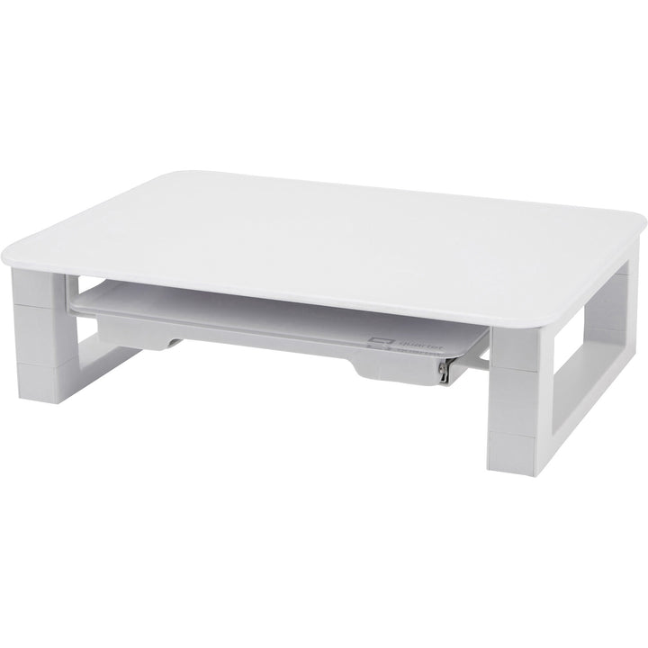 Image of Quartet® Adjustable Height Desktop Glass Monitor Riser With Dry-Erase Board, 14 X 10.25 X 2.5 To 5.25, White, Supports 100 Lb