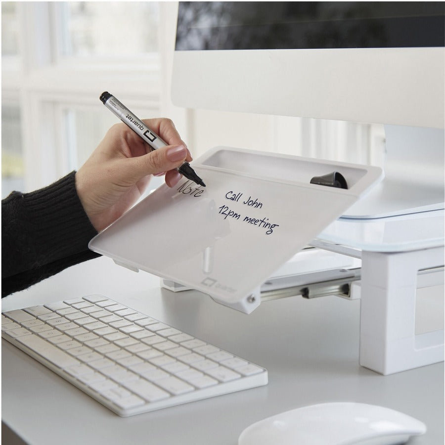 Image of Quartet® Adjustable Height Desktop Glass Monitor Riser With Dry-Erase Board, 14 X 10.25 X 2.5 To 5.25, White, Supports 100 Lb