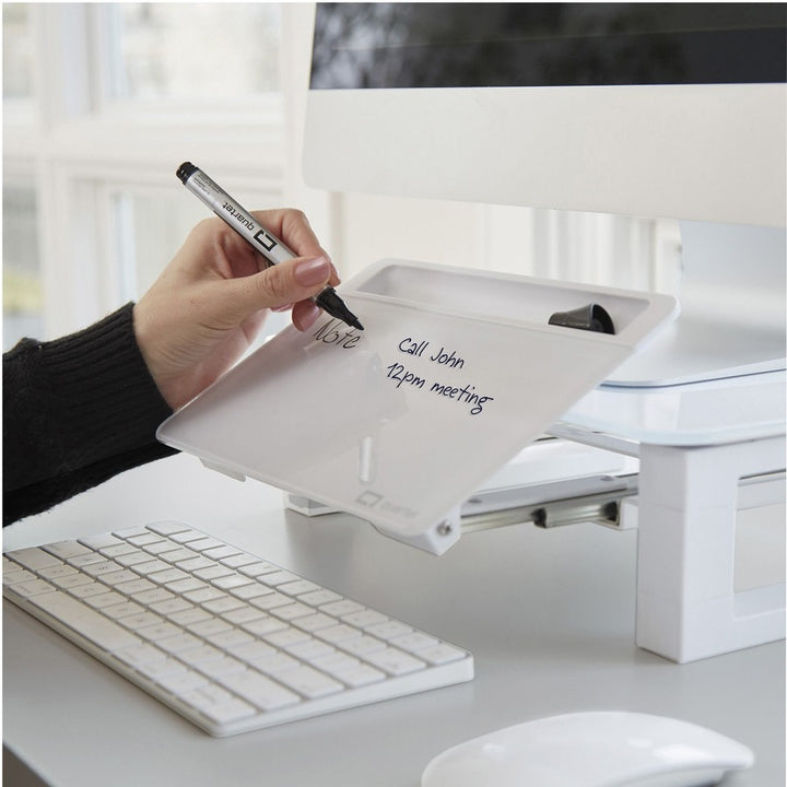 Image of Quartet® Adjustable Height Desktop Glass Monitor Riser With Dry-Erase Board, 14 X 10.25 X 2.5 To 5.25, White, Supports 100 Lb
