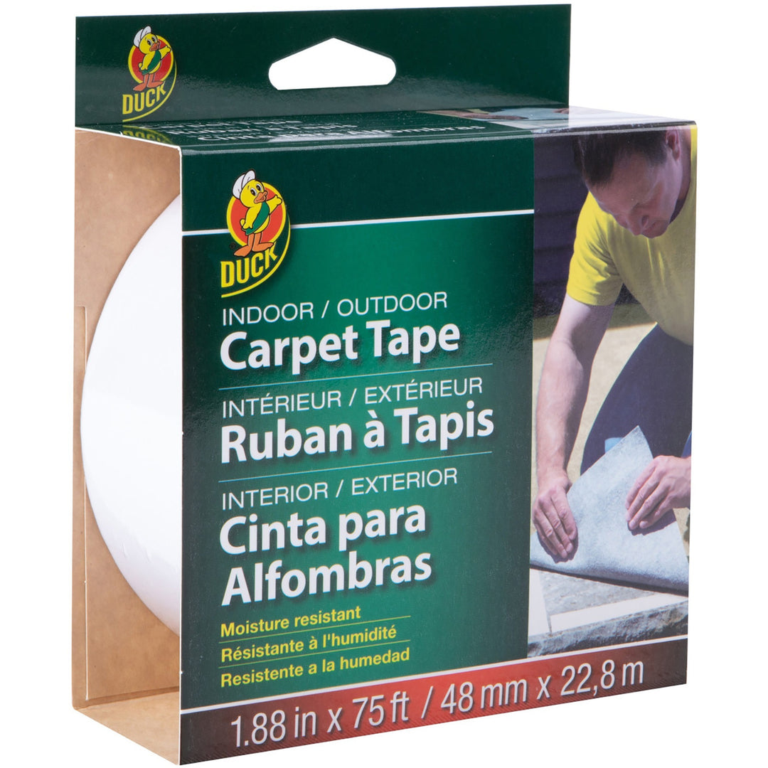 Image of Duck Brand 286372 Indoor/Outdoor Carpet Tape, 25 yd Length x 1.88" Width, White, 1 Roll