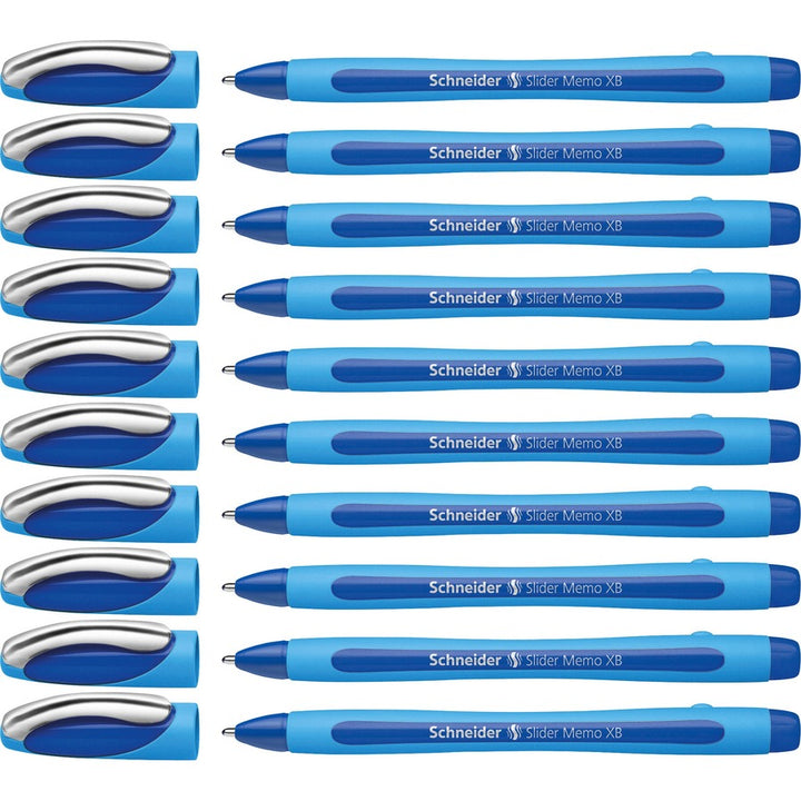Image of Schneider® Slider Memo Xb Ballpoint Pen, Stick, Extra-Bold 1.4 Mm, Blue Ink, Blue/light Blue Barrel, 10/box
