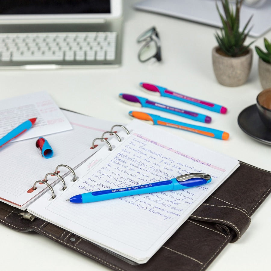 Image of Schneider® Slider Memo Xb Ballpoint Pen, Stick, Extra-Bold 1.4 Mm, Blue Ink, Blue/light Blue Barrel, 10/box