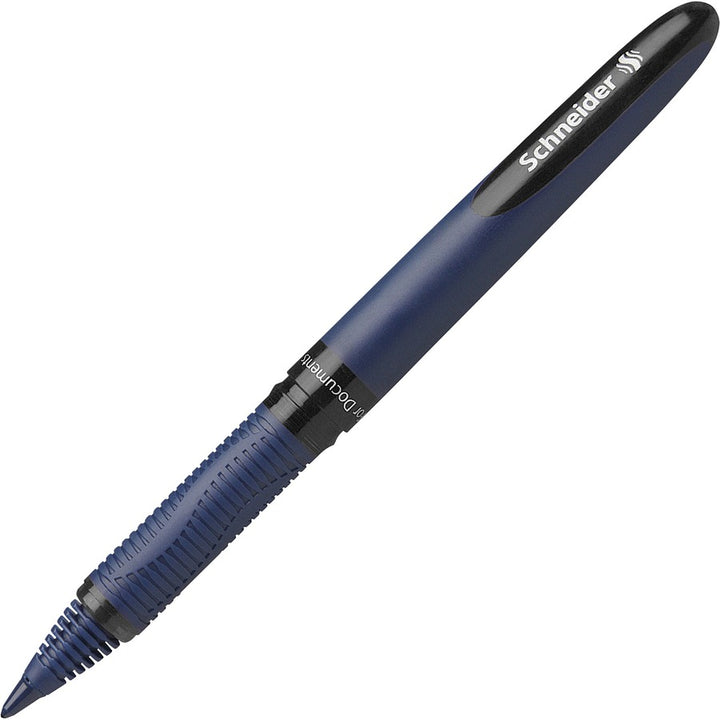 Image of Schneider 183001 One Business Rollerball, 0.6 mm Medium Pen Point, Black Ink, Black, Dark Blue Barrel, 10 / Pack
