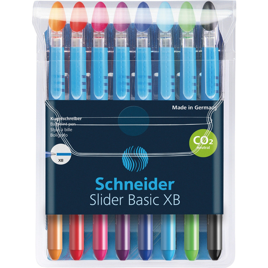 Image of Schneider® Slider Basic Ballpoint Pen, Stick, Extra-Bold 1.4 mm, Assorted Ink and Barrel Colors, 8/Pack