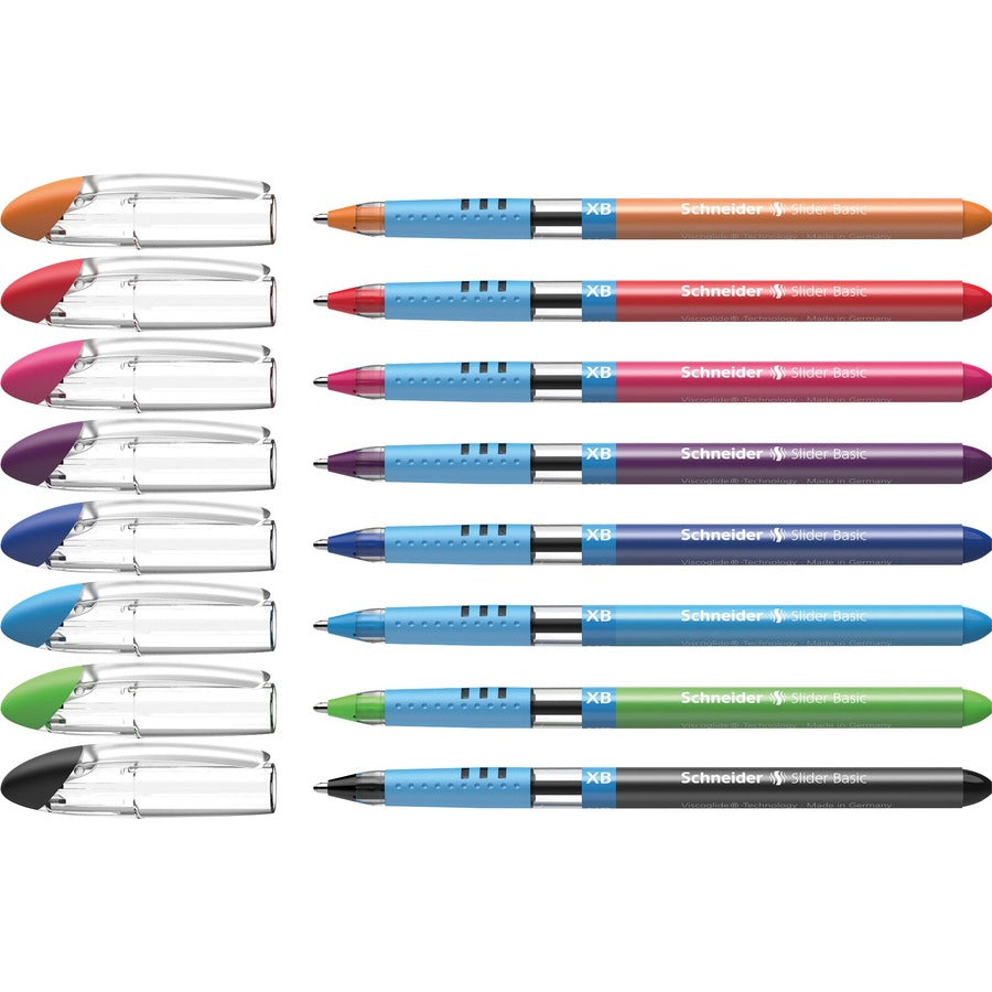 Image of Schneider® Slider Basic Ballpoint Pen, Stick, Extra-Bold 1.4 mm, Assorted Ink and Barrel Colors, 8/Pack